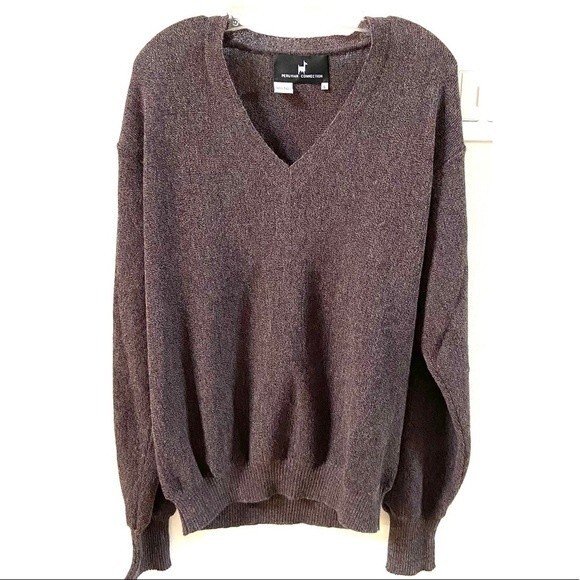 Peruvian Connection 100% Alpaca V Neck Brown Sweater L - Picture 1 of 7